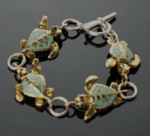 Bronze & SS Loggerhead Link Bracelet-BRBS1014-L