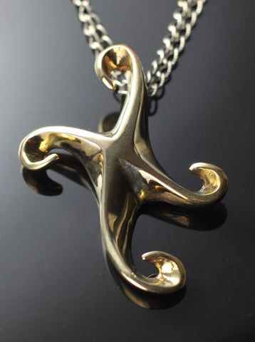 Bronze Curvy Mermaid Cross Pendant-BRP1045
