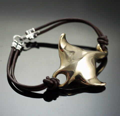 Bronze Manta Ray leather bracelet-BRB1010