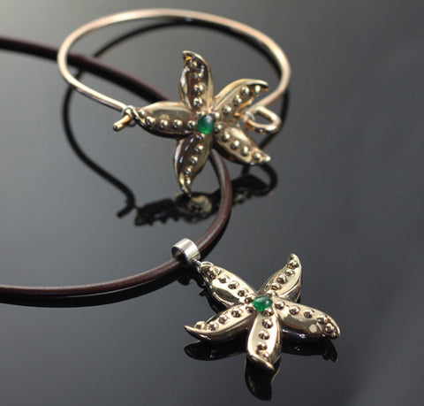Bronze Starfish Collection with Jade
