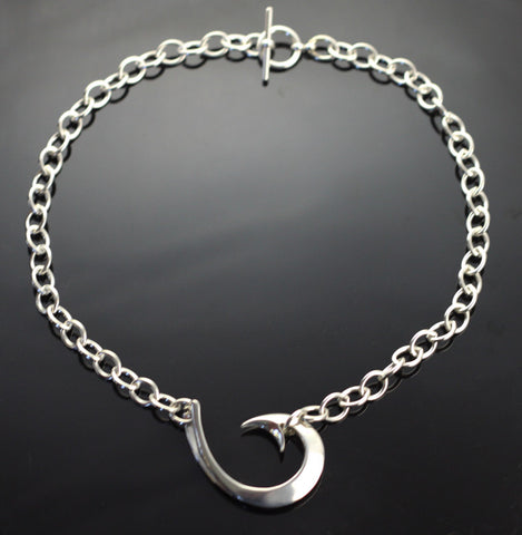 Lg Circle Hook on Link Necklace-P1050-L
