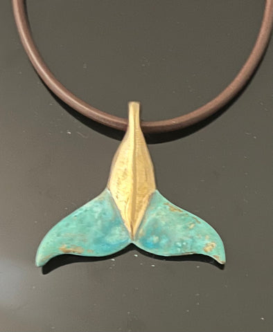 Bronze Dolphin Tail with verde patina
