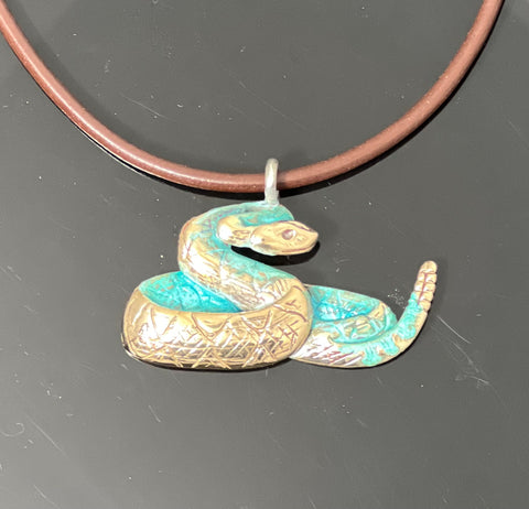 Bronze Rattlesnake Pendant