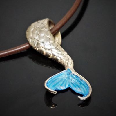 Bronze Mermaid Tail with bottom blue patina
