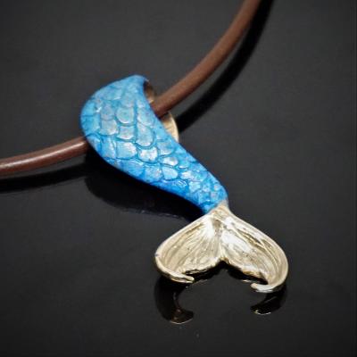 Bronze Mermaid Tail with Blue Top Patina