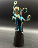 NEW! Bronze Octopus Ring w/ blue patina-BRR1055-B