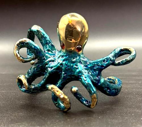 NEW! Bronze Octopus Cuff Blue-BRB1014-B