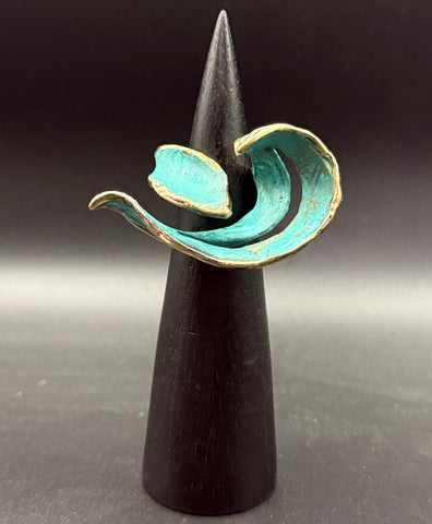 NEW! Bronze Crashing Wave Ring with Verde Patina-BRR1047-V