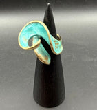 NEW! Bronze Rip Curl Ring with Verde Patina-BRR1050-V