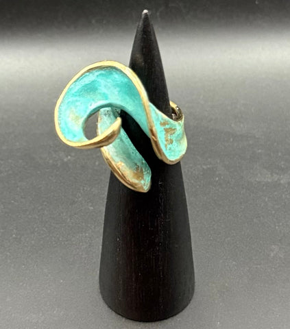 NEW! Bronze Rip Curl Ring with Verde Patina-BRR1050-V