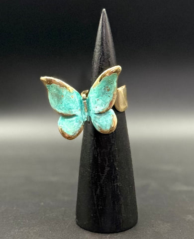 NEW!Bronze Butterfly Ring with Verde Patina-BRR1028-V