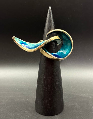 NEW! Bronze Moving Waves Ring with Blue Patina-BRR1024-B