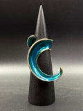 NEW! Bronze Long Wave Ring with Blue Patina-BRR1044-V