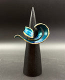 NEW! Bronze Crashing Wave Ring with Blue Patina-BRR1047-B