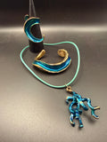 NEW! Bronze Lg Coral Pendant with blue patina-BRP1062-B