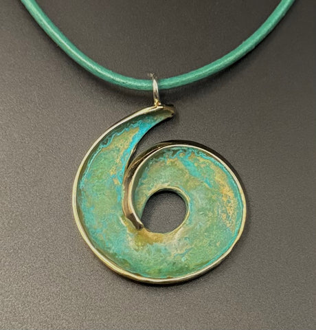 Bronze Wide Wave w/ verde patina