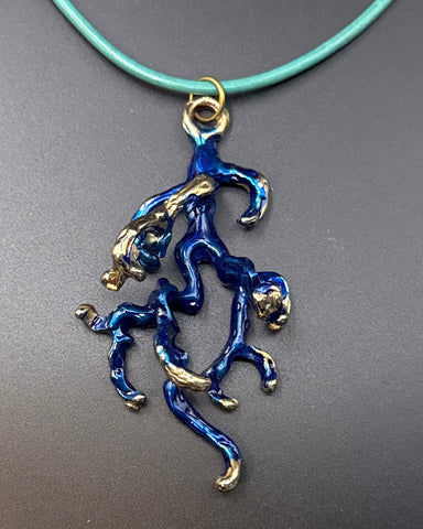 NEW! Bronze Lg Coral Pendant with blue patina-BRP1062-B