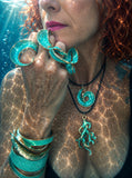NEW! Bronze Lg Coral Pendant with verde patina-BRP1062-V