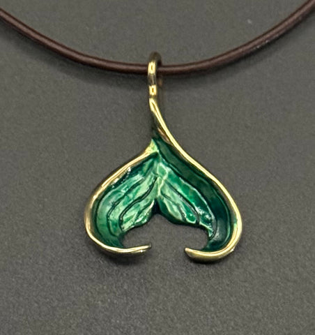NEW! Bronze Mermaid Fin Pendant with Green Patina-BRP1060