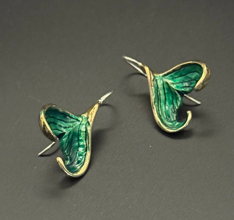NEW! Bronze Mermaid Tail Earrings with Green Patina-BRE1020-G