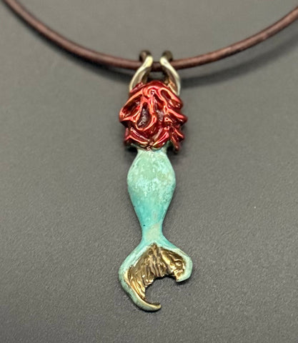 Bronze Redheaded Mermaid Pendant-BRP1057-RH