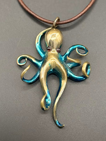 NEW! Bronze Lg Octopus with Blue Patina-BRS1023-B