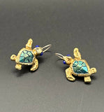 NEW! Bronze Loggerhead Earrings Blue Patina– BRE1013B