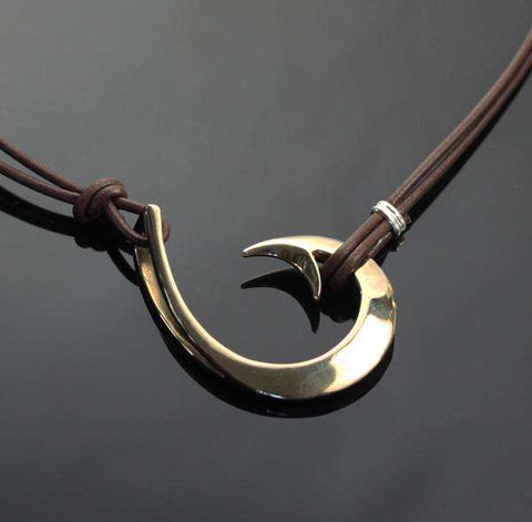 2 in 1 Bronze Lg Circle Hook Necklace-2-1BRP1050
