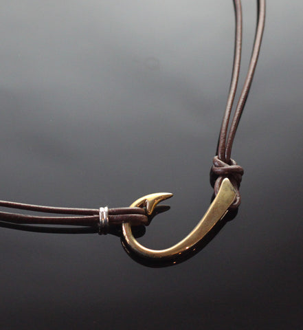 double fishing hook jewlery 2 in 1 Bronze Lg Hook Necklace
