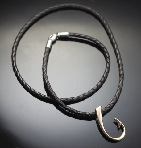 Bronze Lg Hook on braided cord-BRP1017-B