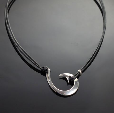 Replacement black leather cord for the 2 in 1 style Lg Circle Hook necklace-FREE