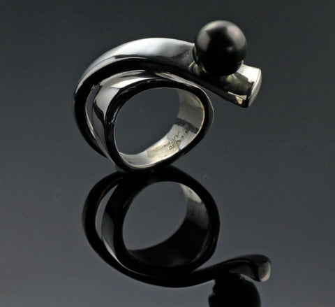 Ribbon Ring with Tahitian Pearl-R1017TP