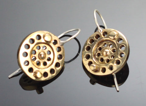 bronz fly reel Bronze Fly Reel Earrings – BREF1010 – Anisa Jewelry