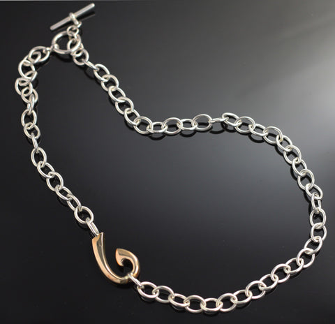Bronze Hook on S.S. Link Necklace – BRP1039-L