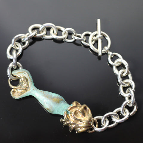 Bronze Mermaid Bracelet Silver Link BRB1015-HL