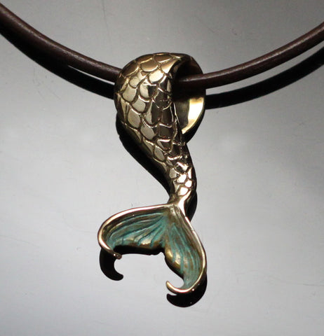 Bronze Mermaid Tail Pendant-Bottom Patina-BRP1058-BP