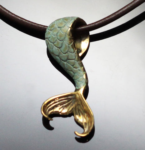 Bronze Mermaid Tail Pendant-Top Patina-BRP1058-TP