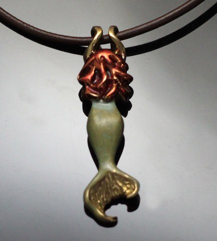 Bronze Redheaded Mermaid Pendant-BRP1057-RH