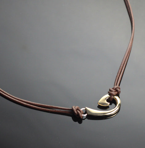 Bronze Sm. Circle Hook Sideways Necklace – BRP1038-S