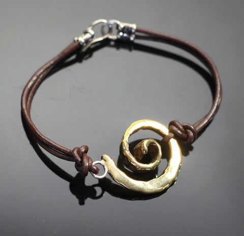 Bronze Spiral Leather Bracelet-BRBE1017