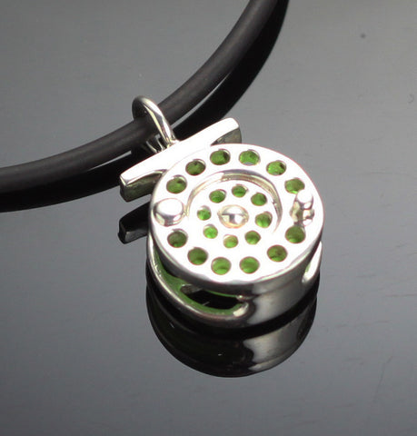 Fly Reel Pendant with Green Line – F1010-G