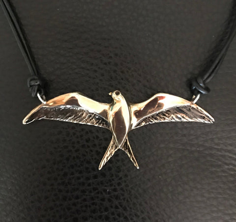 Bronze Swallowtail Kite Bird Necklace $78
