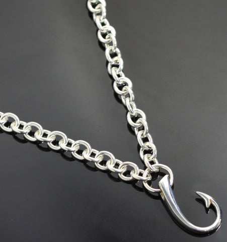 Lg Hook Drop Pendant on Heavy Link Chain Necklace-P1017-DHL