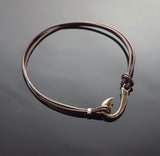 Bronze”J” Hook Leather bracelet – BRBP1039