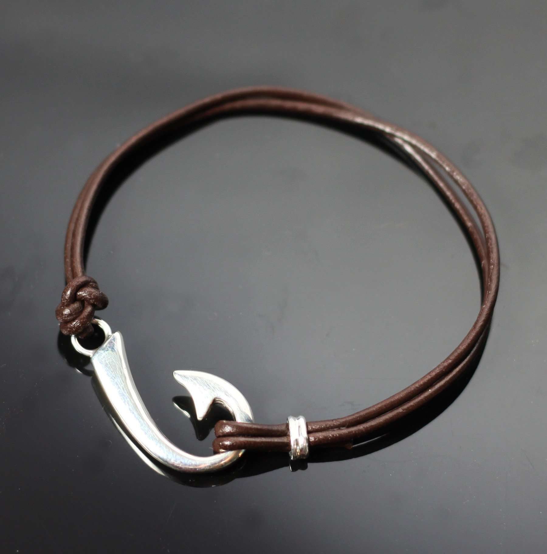 【2plan】24FW★ [LAN ARCHIVE] Tress Hook Bracelet Brown Leather J Hook Bracelet - Hook Bracelet - Fishing