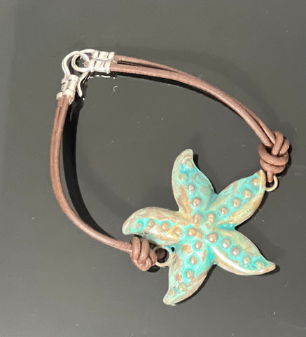 Bronze Starfish bracelet w/ verde patina