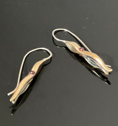 Bronze Squid Earrings Blue Patina-BRE1021B
