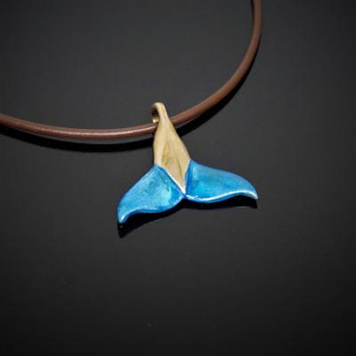 Bronze Dolphin Tail with blue patina